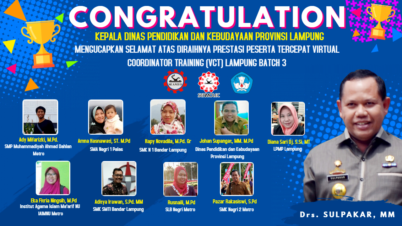 Lulusan Tercepat Virtual Coordinator Training Batch 3 Lampung dari 14016 Pendaftar