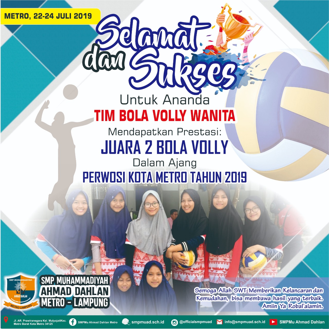 Tim Voli Putri Raih Juara 2 Tingkat Kota Metro